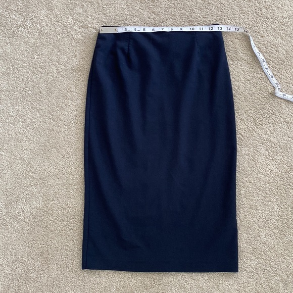 Navy Blue Slimline Midi Skirt with back kick slit - Picture 4 of 8